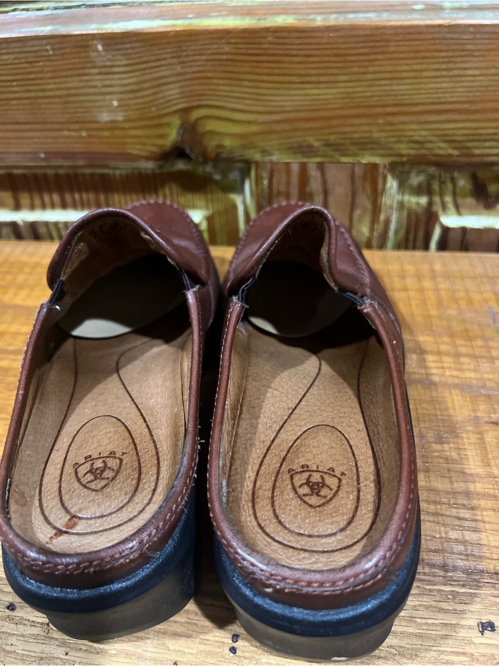 Ariat Chestnut Brown Leather Slip-On Mules - Picture 4 of 7